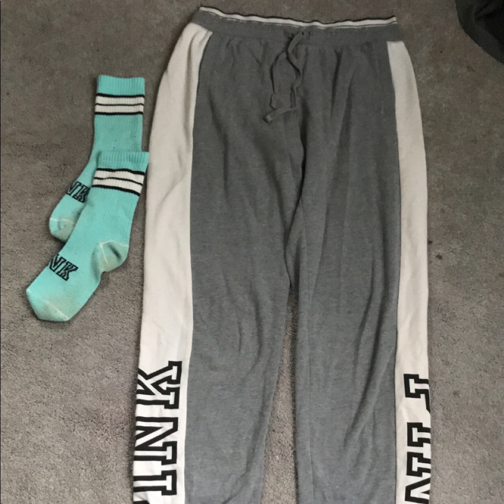 PINK grey sweatpants